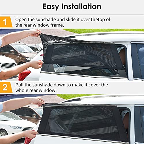 JELLYBABABABY Car Window Shades - Car Sun Screens for Windows - Baby Sun Shade - Covers Rear Side Window - Blocks UV Rays, Protects Babies, Kids & Pets - Auto Sun Visors -Fits Almost Every Car.2 Pack.