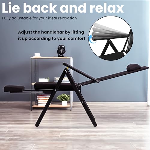 Image of Livzing Zero Gravity Recliner Chair | Foldable Outdoor Lounge Chair with Adjustable Footrest & Headrest | Heavy Duty Steel Frame | Garden, Balcony, Camping & Beach Chair - Black