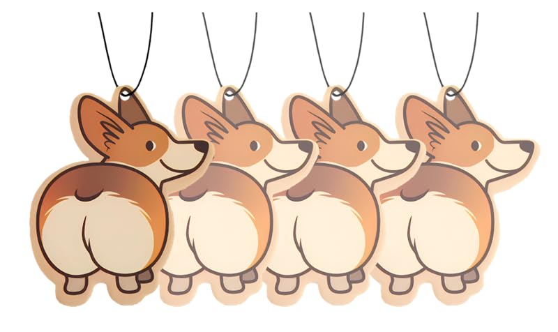 Image of Cute Funny Dog Car Air Freshener Scented With Premium Oils By Fresh Fresheners 4 Pack (Corgi)