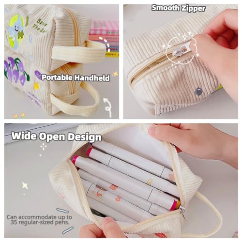 Image of Cute Pencase PenPouch Cosmetics Storage Bag Large Capacity Kawaii Cartoon Flower Bunny Aesthetic Estuche para Lapices (Cheese Bunny)