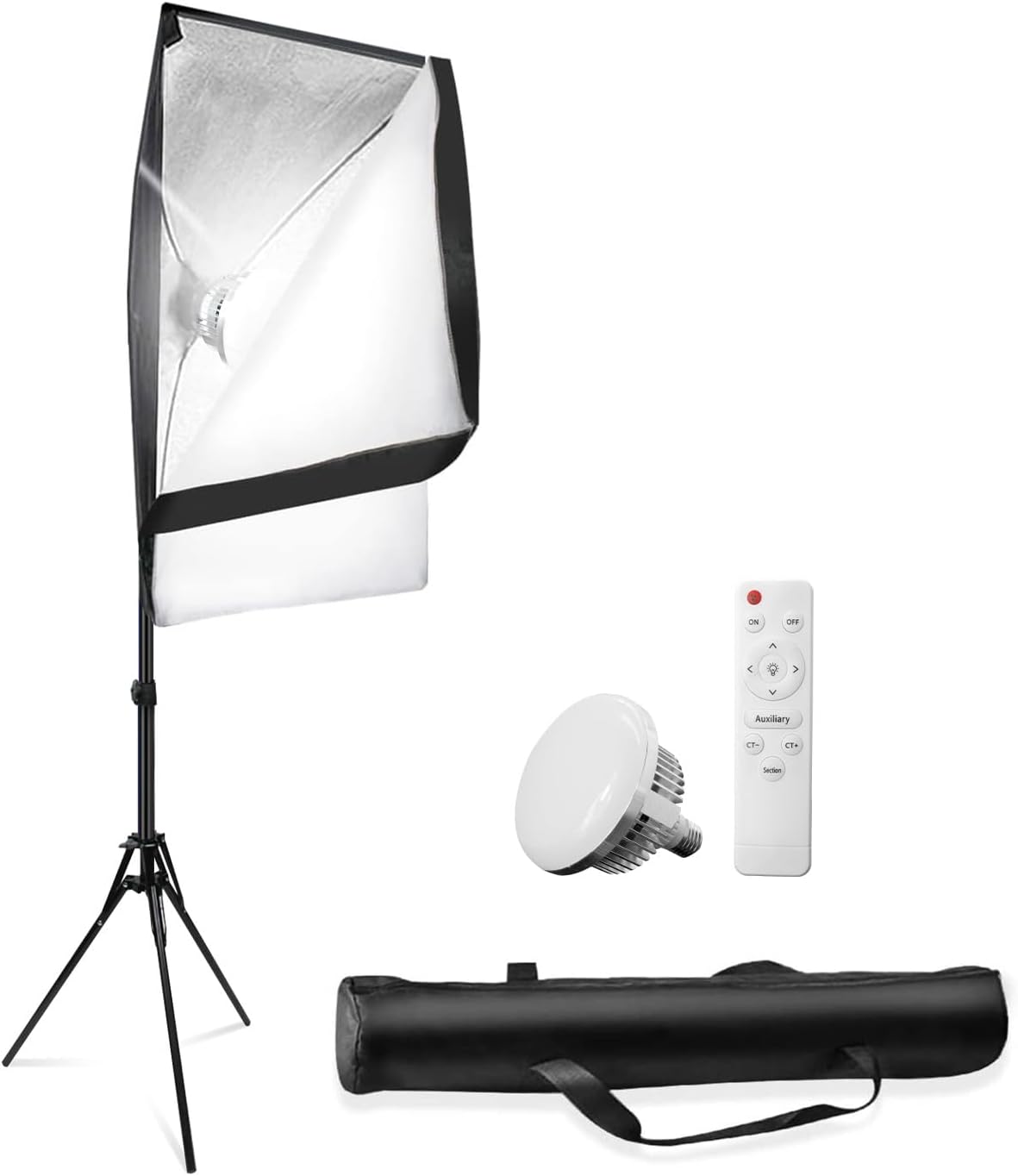 LimoStudio 20 x 28 in Soft Box LED Lighting Kit,Light Reflector with 85W LED Bulb Remote Controller Color Temparture Brightness, Photography Studio, AGG2767