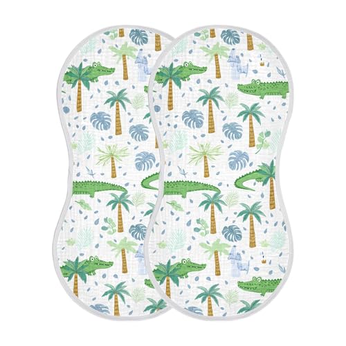 xigua Alligators Muslin Baby Burp Cloths Set of 1, Super Soft & Absorbent Burping Rags, Cotton Burp Clothes Shower Gift for Newborn, Baby Girls and Boys2