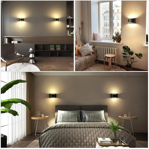 Image of Lightess LED Wall Sconce Light Indoor Dimmable Wall Lights Modern 12W Hallway Wall Lighting for Living Room Bedroom Stair, Warm White