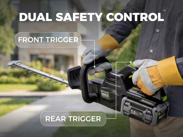Image of NovorikX 60V Cordless Electric Hedge Trimmer with 5Ah Battery, Included Charger, 650W Brushless Motor, Lightweight Handheld Bush Trimmer, 26 inch Dual-Action Blades, Shrub Trimmer, 3 /4 inch Cutting Capacity