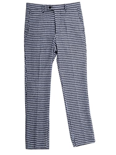 Men’s Tweed Dress Pants Houndstooth Plaid Suit Trouser Regular Fit Stretch Wool Business Casual Pants Long for Men4