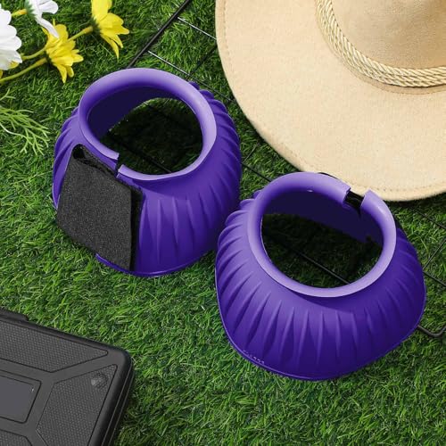 Image of Abbylike Bell Boots for Horses 1 Pair /2 Pair Available, Protect Against Hoof Impact Trauma, Rubber Bell Boots Horse Care for Turnout, No Rub Design Wrap Hook and Loop