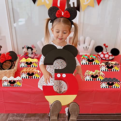 Moeome 24Pcs Mouse Party Birthday Decorations, Mouse Party Favors Paper Trays, Pink Mouse Birthday Party Supplies, Mouse Party Plates Nacho Paperboard Hot Dog Popcorn (Black) #TOP6
