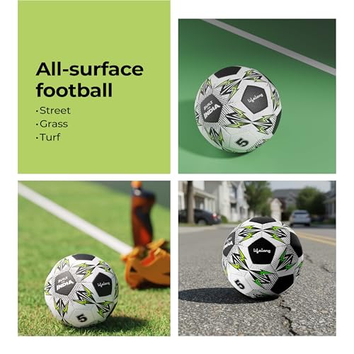 Image of Lifelong Professional 32 Panel PU-PVC Match Football | Durable Soft Leather Soccer Ball with Latex Wound Bladder | for All Surface Artificial & Natural Grass (Size 5, Multicolour)