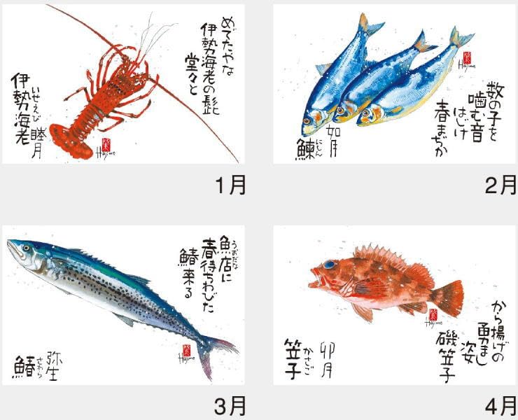 Amazon | 水墨作家・岡本肇作品 魚彩時記 四季折々の魚の世界と