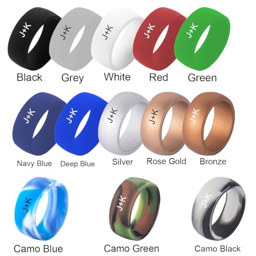 His Queen&Her King Ring Basic and Flat Rubber Silicone Couple Rings Comfortable Silicone Rings Custom Engraved Engagement Gift Wedding Band, Standard US Size 7 to 144
