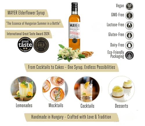 Image of Elderflower Syrup, Cordial for Cocktails, Moctails & Coffee, 16.9 Fl Oz | Award-winning. Real elderflowers, nothing artificial. For lemonade, mocktails & desserts. Vegan, dye free.