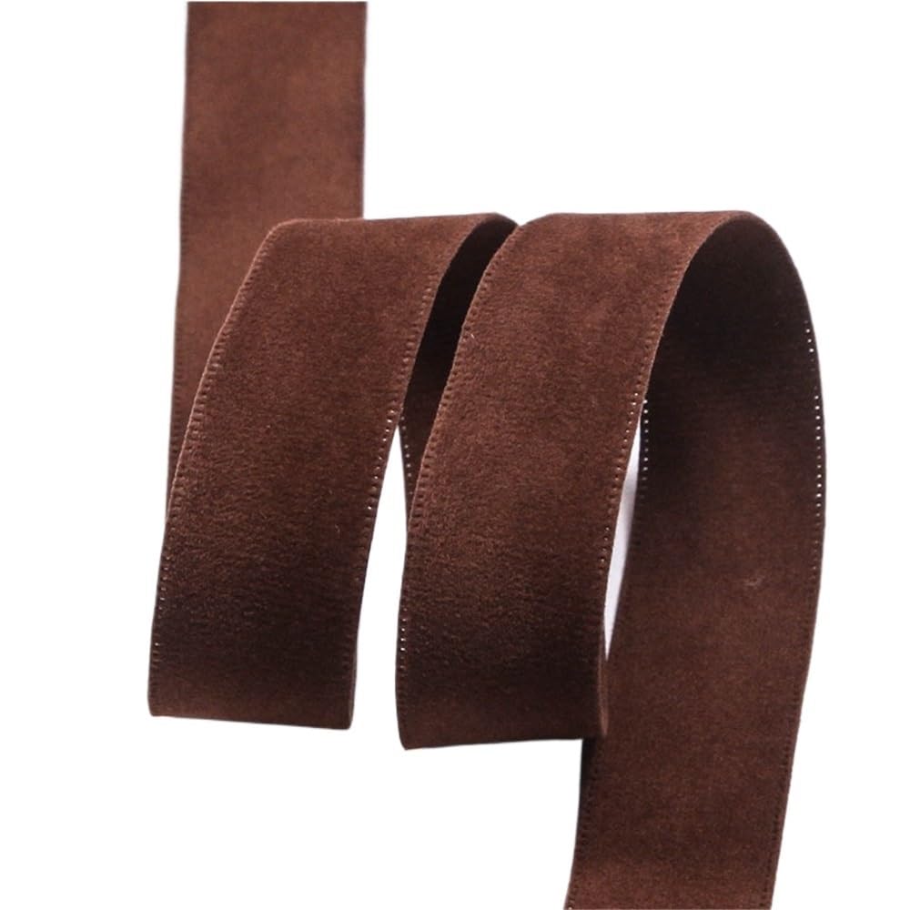 WEITINGKKK Ribbons for Gift Wrapping, Double Face Suede Blank Pressing Velvet Ribbon Wreath Bow Multicolor 25-38mm 5 Yards Roll(Brown,38mm)