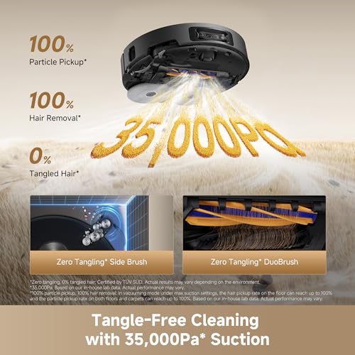 Image of DREAME L60 Ultra Robot Vacuum and Mop, 35,000Pa Suction, Detangling Brush, AI-Enhanced 3D ToF Vision, 100℃ Mop Self-Cleaning, 280+ Object Types, Extendable Side Brush and Mop, Black