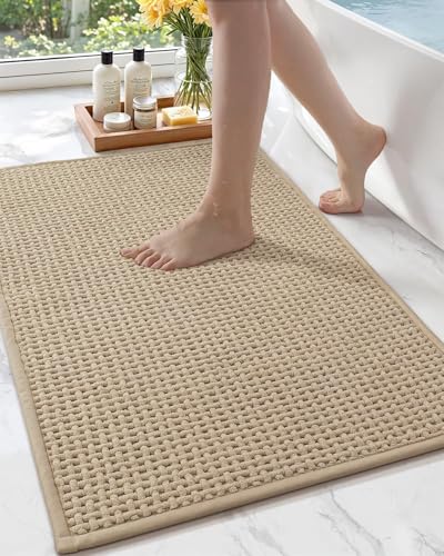 COLOR&GEOMETRY Tapis Salle de Bain Antidérapant 40 x 60 cm, Tapis de Bain Chenille Absorbant Séchage Rapide, Tapis Baignoire Doux Lavable pour Salle de Bain,...