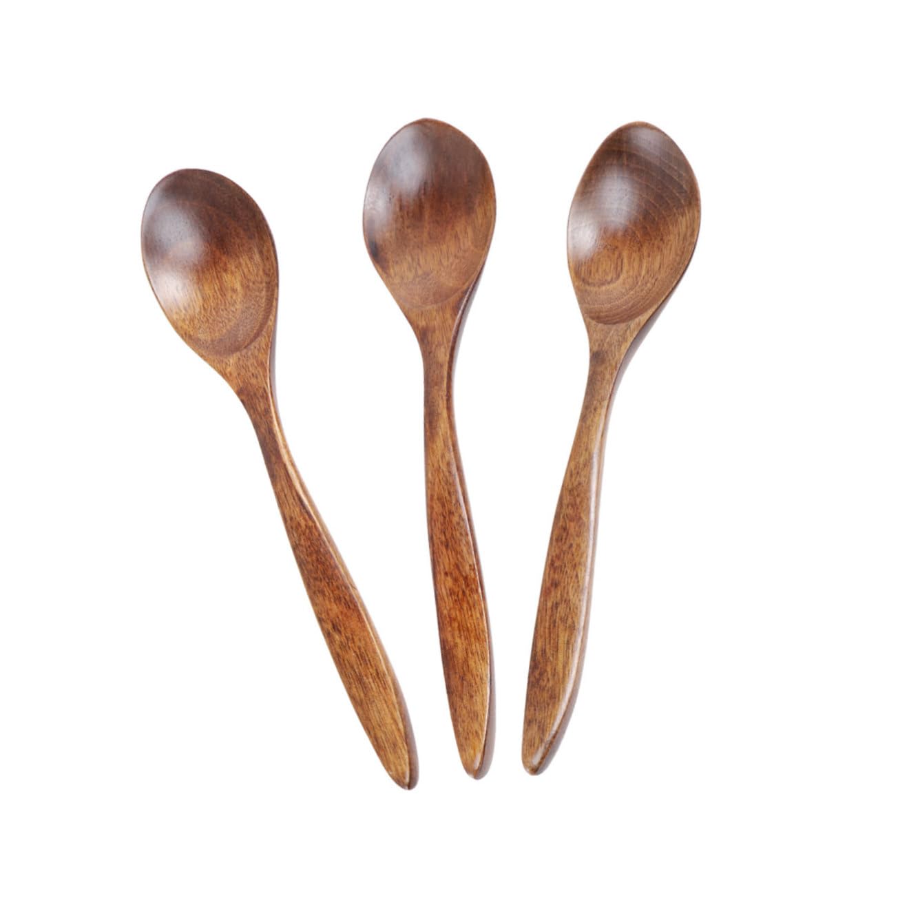 OKUMEYR 3Pcs Handmade Wooden Honey Spoons Mini Short Handle Sugar Spoons for Jam Condiments Spices and Seasoning Japanese Style Kitchen Utensils