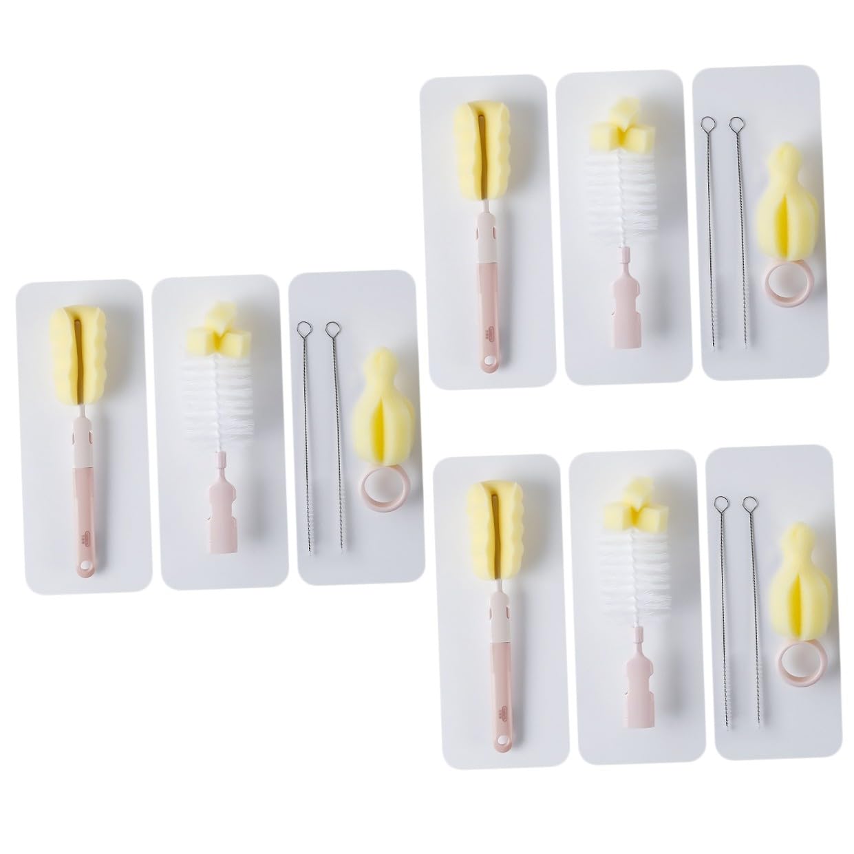 Beaupretty 3juegos Cepillo De Limpieza para Biberones Rotación Kit De Cepillo y Esponja para Limpiar Botellas y Chupetes
