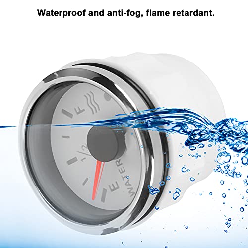 Ejoyous Indicateur de Niveau d'eau, Jauge de Réservoir d'eau 52 mm/2 Alarme Intelligente DC pour Bateau Marin RV 0-190 Ohm Capteur Européen 9-30 V (White)