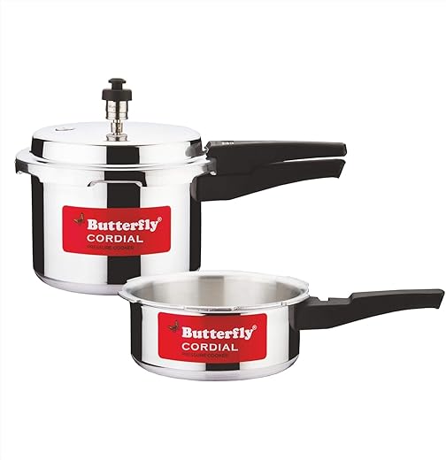 Butterfly Cordial 2 Litres and 3 Litres Pressure Cookers| Outer Lid | Food Grade Virgin Aluminium | Gas Stove Compatible | ISI Certified | 3 Year…