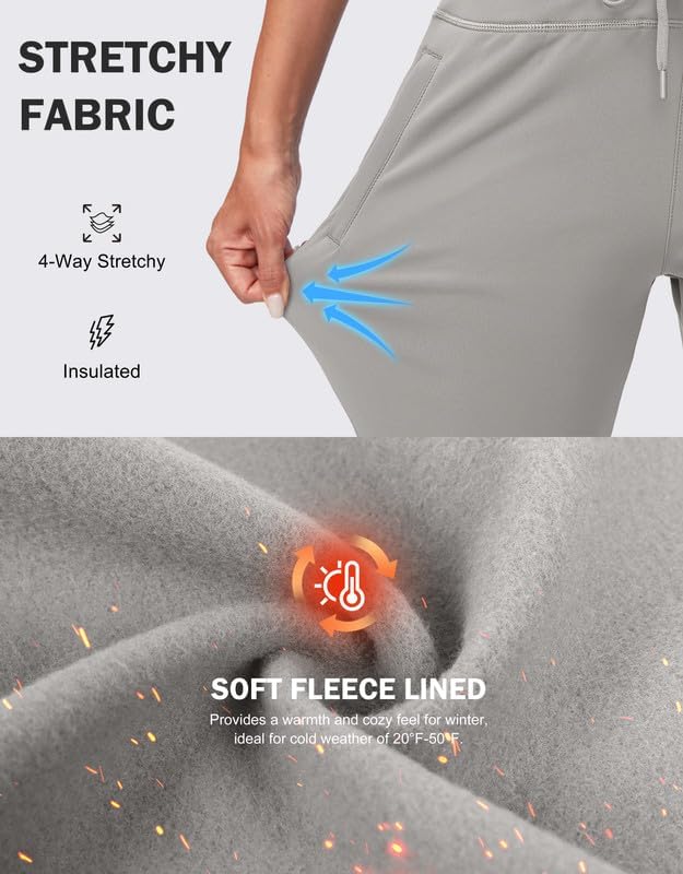 G Gradual Women's Fleece Lined Joggers High Waisted Water Resistant Thermal Winter Sweatpants Running Hiking Pockets - Image 5
