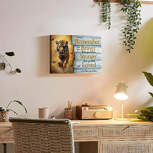 Luslya Motivational Tiger Canvas Wall Art Vintage Tiger Bathroom Painting Wall Decor Framed Inspirational Tiger Posters Home For Living Room Bedroom Bathroom Decoration 12X16 Inch thumb #2