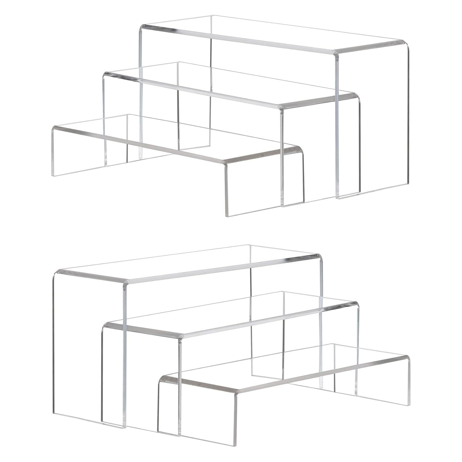 6 Pcs Clear Acrylic Display Riser, Tiered Clear Display Stand, Collectibles Display Stands, Display Shelves for POP Figures Perfumes Cupcakes