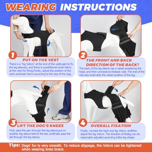 Image of Dog Knee Brace for Back Leg Fit Extra Large Dogs Metal Splint Hinged Flexible Support Dog ACL Hip Brace with 2 Metal Strips for Hip Dysplasia, CCL, Ligament Injuries & Osteoarthritis (XL)