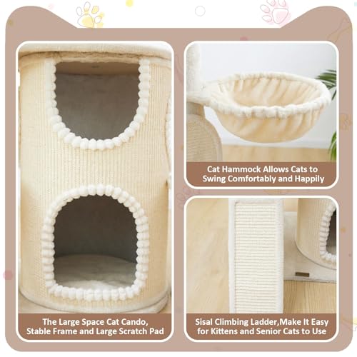 Torre para Gatos Grande UWELLPETS 68" de Alto Beige miniatura 7