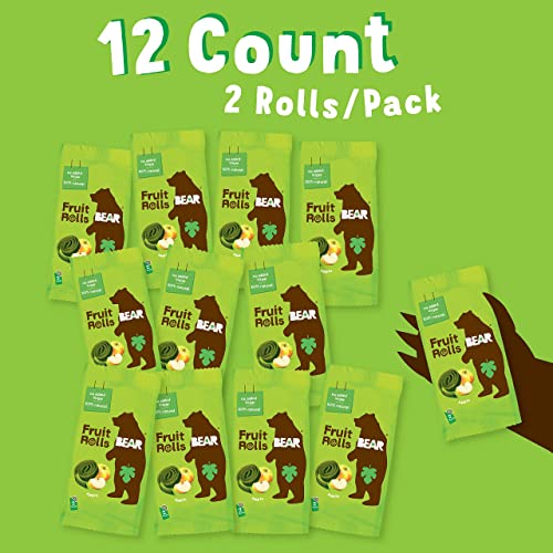 BEAR Real Fruit Snack Rolls, Apple (2 Rolls Per Pack), No Added Sugar, All Natural, Non GMO, Gluten Free, Vegan, Healthy On-The-Go Snack For Kids & Adults, 0.7 oz (Pack of 12) - Thumbnail 2