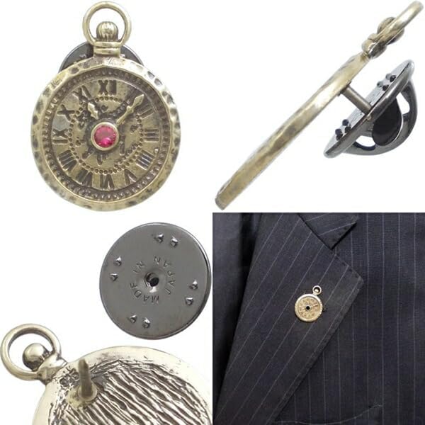 ［バズショット］ アンティークゴールド ウォッチ シルバーピンバッジ ピンズ 誕生石
