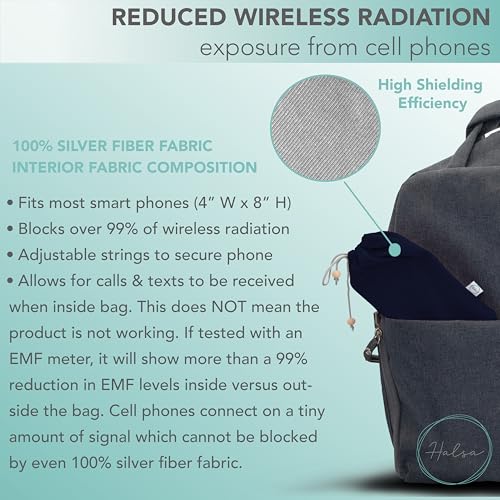 Image of Halsa EMF Cell Phone Sleeve, High-Shield EMF Blocking Pouch, Signal Blocking Anti-EMP Radiation Bag for Digital Privacy Protection, Fits Most Phones, (4x8 Inch) Grey