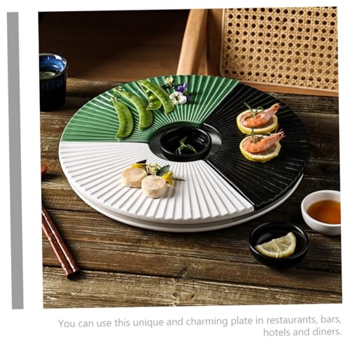 Plato de cerámica estilo japonés en forma de abanico blanco miniatura 4