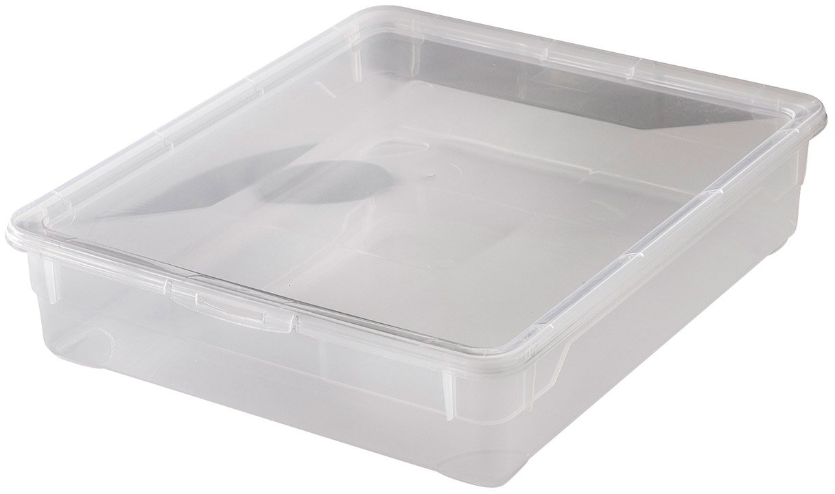 12x Aufbewahrungsboxen „Clear Box“ mit 9 Litern, 40,0 x 33,5 x 8,5 cm - transparent - stapelbar - Kunststoff/Plastik | Aufbewahrungsboxen, 12er Set, stapelbar, jede Plastikbox mit Deckel, transparent, flache Form, 9 L je Box, aus Kunststoff