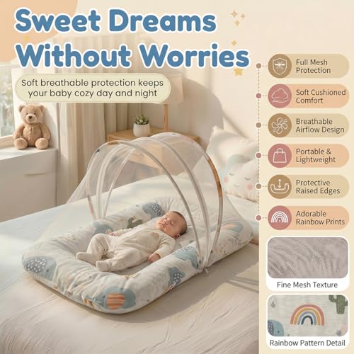 Image of StarAndDaisy 2-in-1 Baby Sleeping Bag with Mosquito Net for Newborn -Soft & Breathable Cotton Sleeping Sack Cum Wrapper /Foldable Bag for Baby Protection.