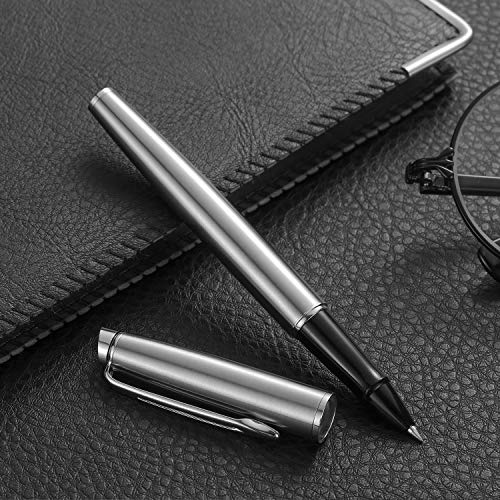 Nekigoen Rollerball Pen Fine Point Gel Black Ink Smooth Writing,Luxury Rollerball Pen With Chrome Finish Fancy Pen Gift Set For Executive Business Office School,Professional,Executive Pen G3 (Silver) #TOP4