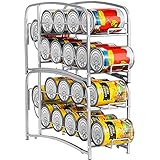 Bextsware Stackable Can Rack Organizer For Kitchen Cabinet, Pantry Organization And Storage Dispenser, Holds 36 Soda Cans Or Canned Food, Metal White (Silver)