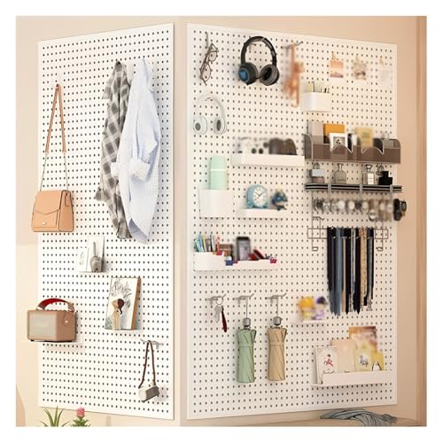 Zfmnoyev Peg Board, Metal Pegboards Wall Organizer, Large Heavy Duty Peg Board with Hooks, for Home, Garage Tool Storage, Office Organization, Craft Room, Kitchen(100x60 cm)