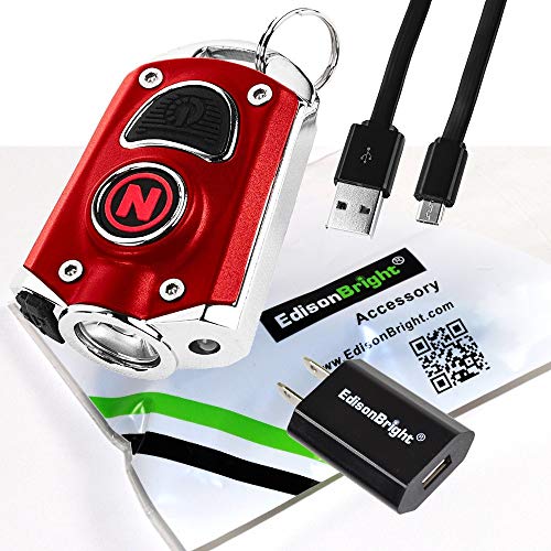 Nebo Mycro 400 Lumen Usb Rechargeable Keychain/Key Ring Pocket Flashlight Edc 6714 With Edisonbright Usb Charging Adapter Bundle (Red) #TOP1