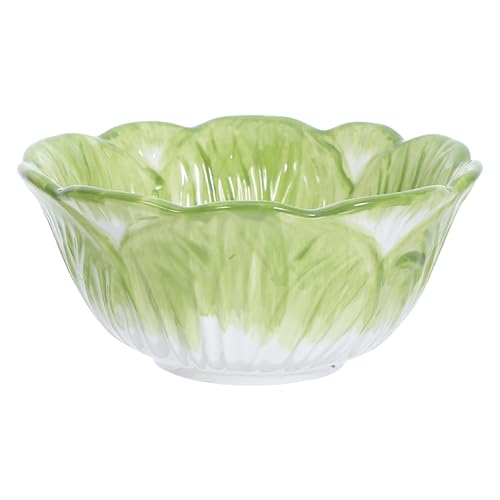 Luxshiny Hand-Painted Ceramic Cabbage Bowl 6-Inch Salad Serving Bowl for Fruits Snacks Desserts Tableware