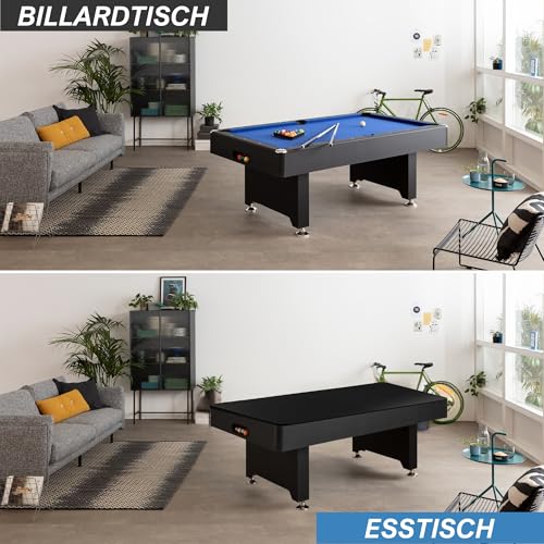 Winsport Billardtisch Blackstar, Pool Tischgrößen 5ft. & 6ft., inkl. komplettes Spielzubehör, Schwarzer Pool Billard Tisch, zuhause, Kinder & Jugendeinrichtungen, blaues Tuch, Spieplatte aus Werkstof – Bild 6