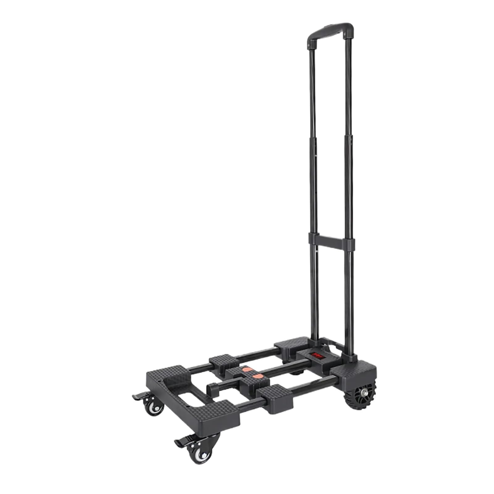 Plattformwagen, Tragfähigkeit 200 kg, verstellbare Zugstangenhöhe, for Umzug, Reisen(Black,Small)