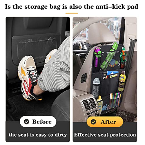 Image of 2 Pcs Car Back Seat Organizer,Back Seat Kick Protector with Touch Screen Tablet Holder,Car Organizer Backseat for Kids,Car Road Trip Essentials Front Seat