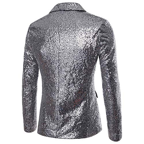 Blazer à paillettes homme coupe ajustée et col en V pour costume de soirée chic