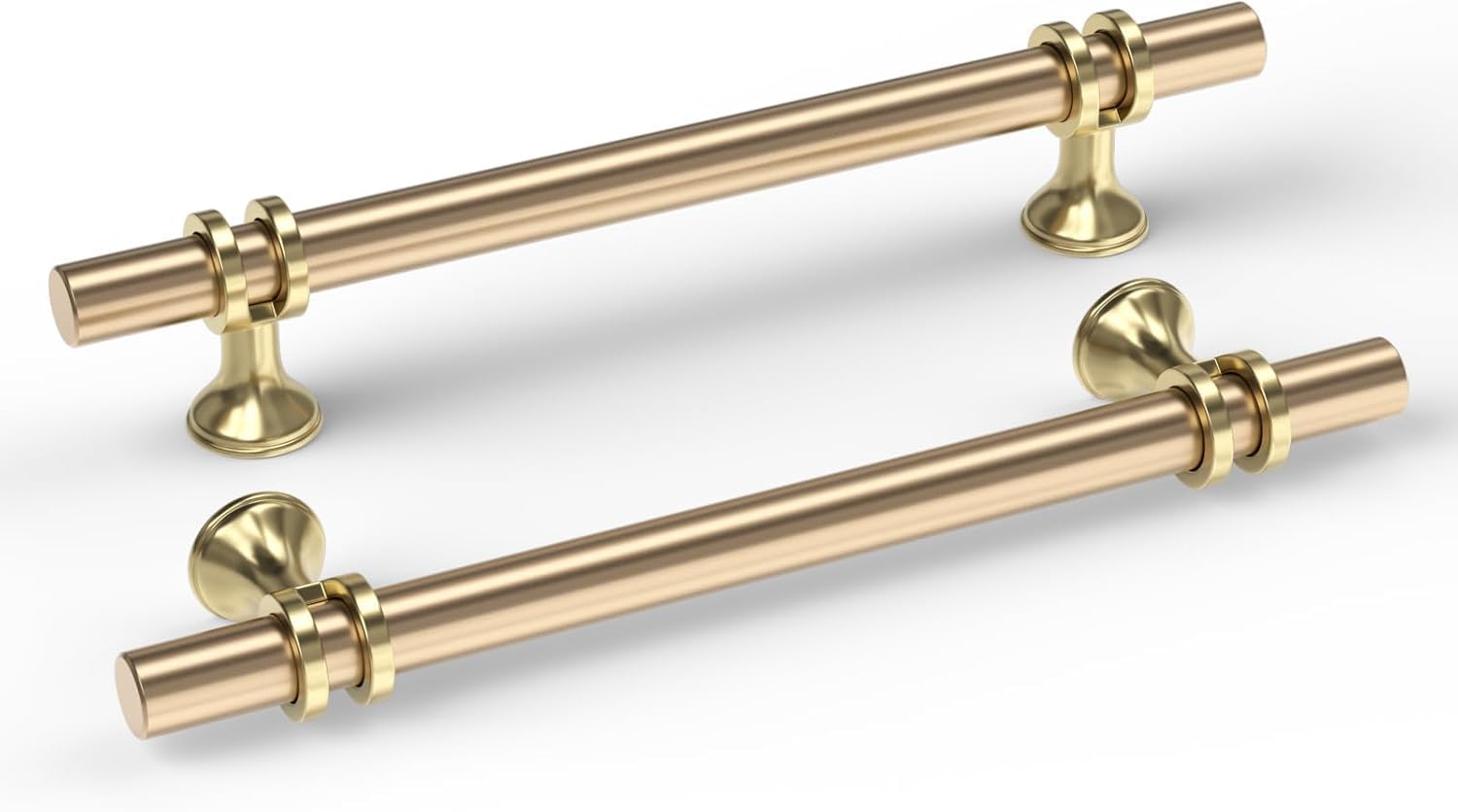 Goldenwarm 10 Pack Gold Kitchen Handles Gold Drawer Handles, 128mm Hole Centers, Aluminum Alloy T bar Drawer Pulls
