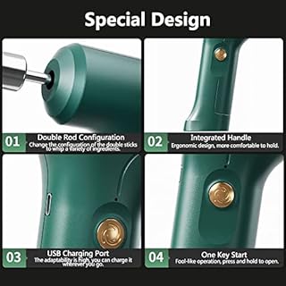 Frusta elettrica, frusta manuale portatile USB ricaricabile a mano - sbattitore per uova per montare, mescolare, budino (verde)