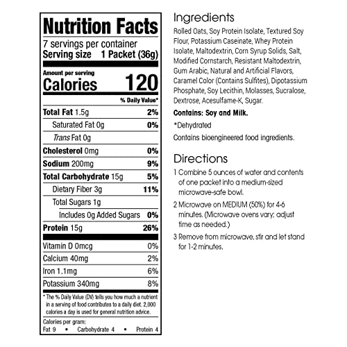 Wonderslim Protein Oatmeal, Maple Brown Sugar, 120 Calories, 15G Protein, 1G Sugar (7Ct) #TOP1