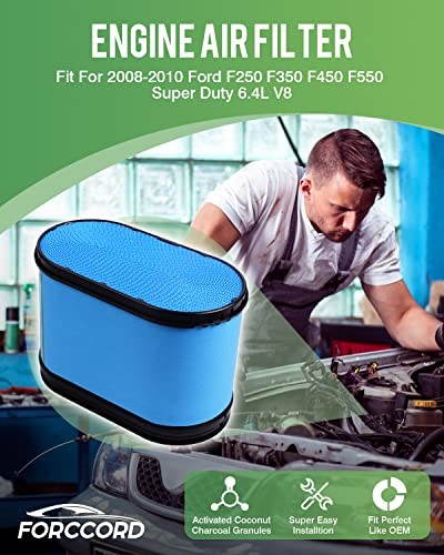 Image of Engine Air Filter for Ford F-250 (6.4L V8) /F-350 Super Duty 2008-2010 | for Ford F-450 /F-550 Super Duty 2008-2010, Replace #FA1886 7C3Z-9601-B 7C3Z9601B, Engine Filter Replacement Car Accessories
