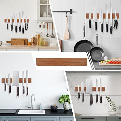 Vanlonpro Magnetic Knife Holder For Wall, 16 Inch Walnut Heavy Duty Magnetic Strip, Knife Storage Bar, Knife Rack, Magnetic Tool Organizer, Home & Kitchen Accessories, Kitchen Utensil Holder #TOP6