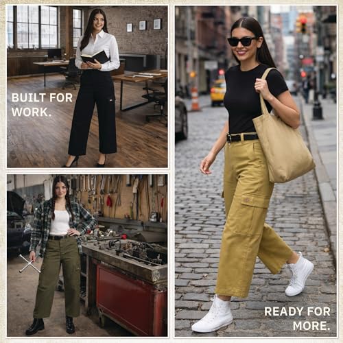 Dickies Womens Regular Fit High Waisted Wide Leg Cargo Pants - image 4