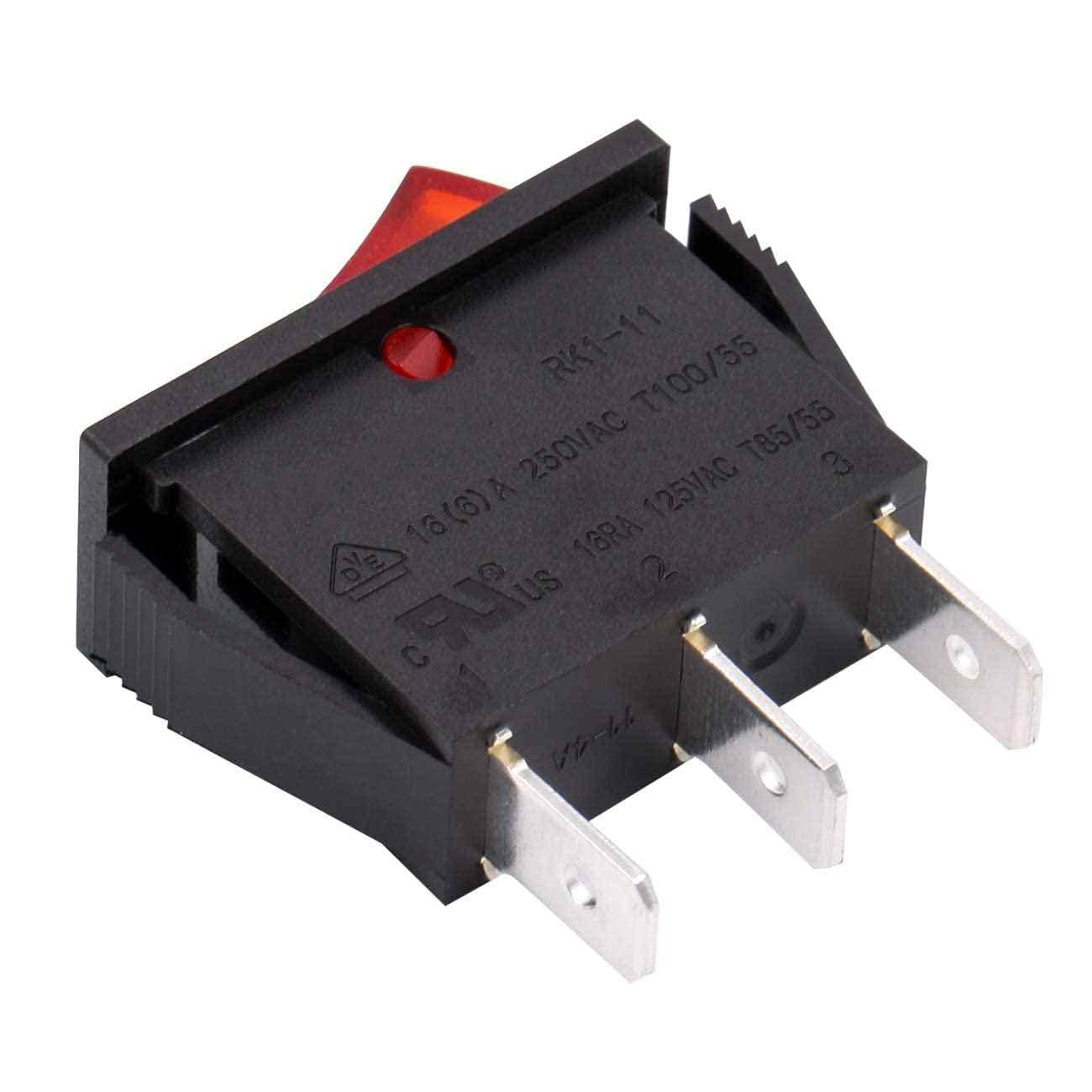 AUTOZOCO Interruptor basculante ON-OFF SPST 3 vias con led, 20 A, interruptor auxiliar luz, controlador eléctrico botonera, boton interruptor con luz led Rojo