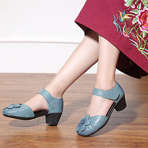 Duberess Women's Real Leather Comfort Mary Jane Sandals Ladies Summer Shoes3